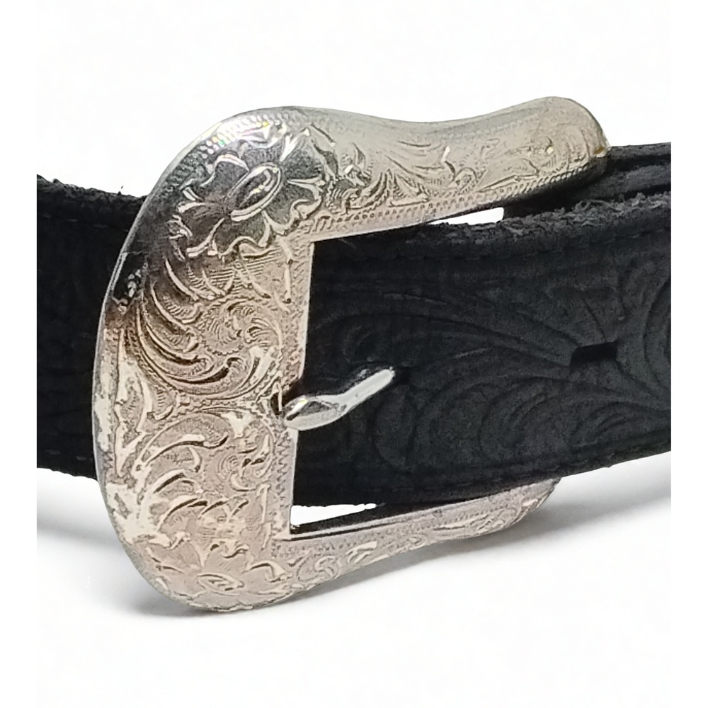 Justin Western Workwear Leather Belt Size 42 Floral Tooled Strap Rodeo Boho